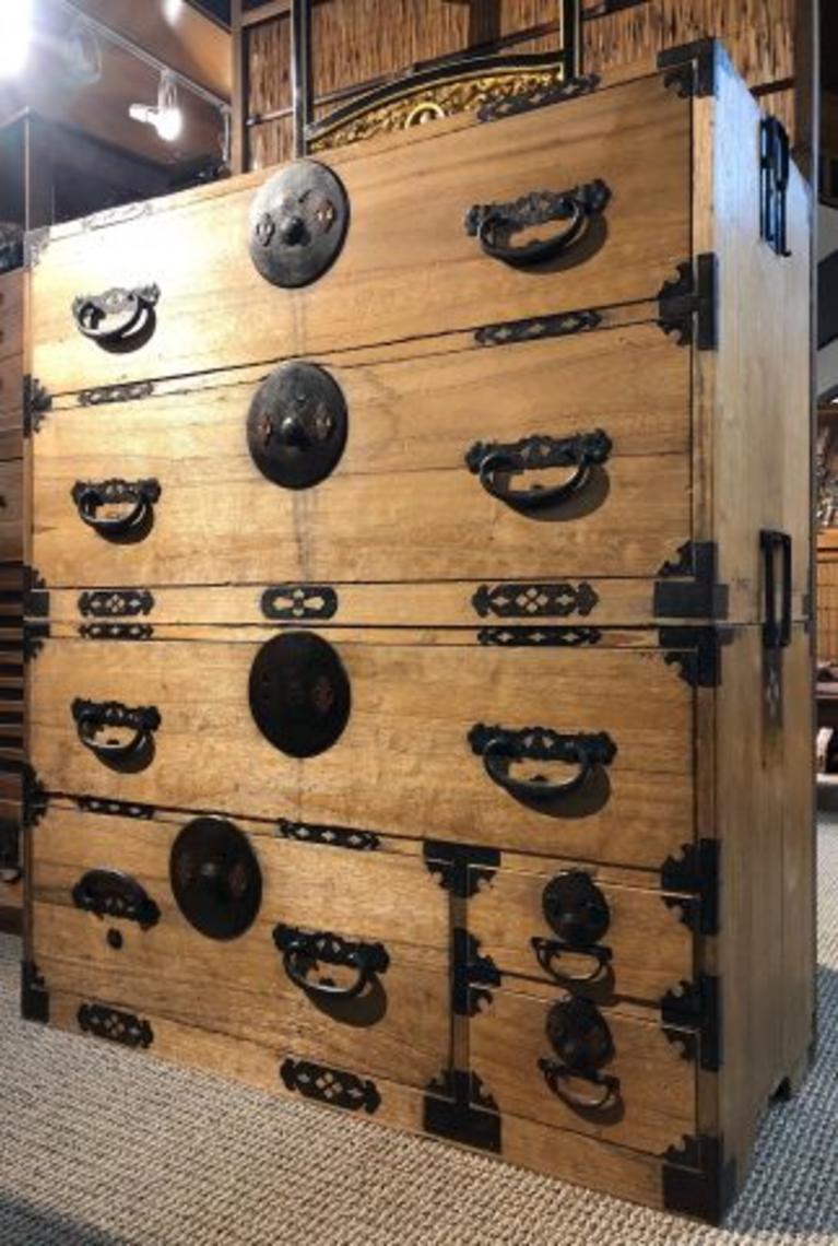 Antique Japanese Kasane Tansu Clothing Chest Kuraya Japanese Antiques
