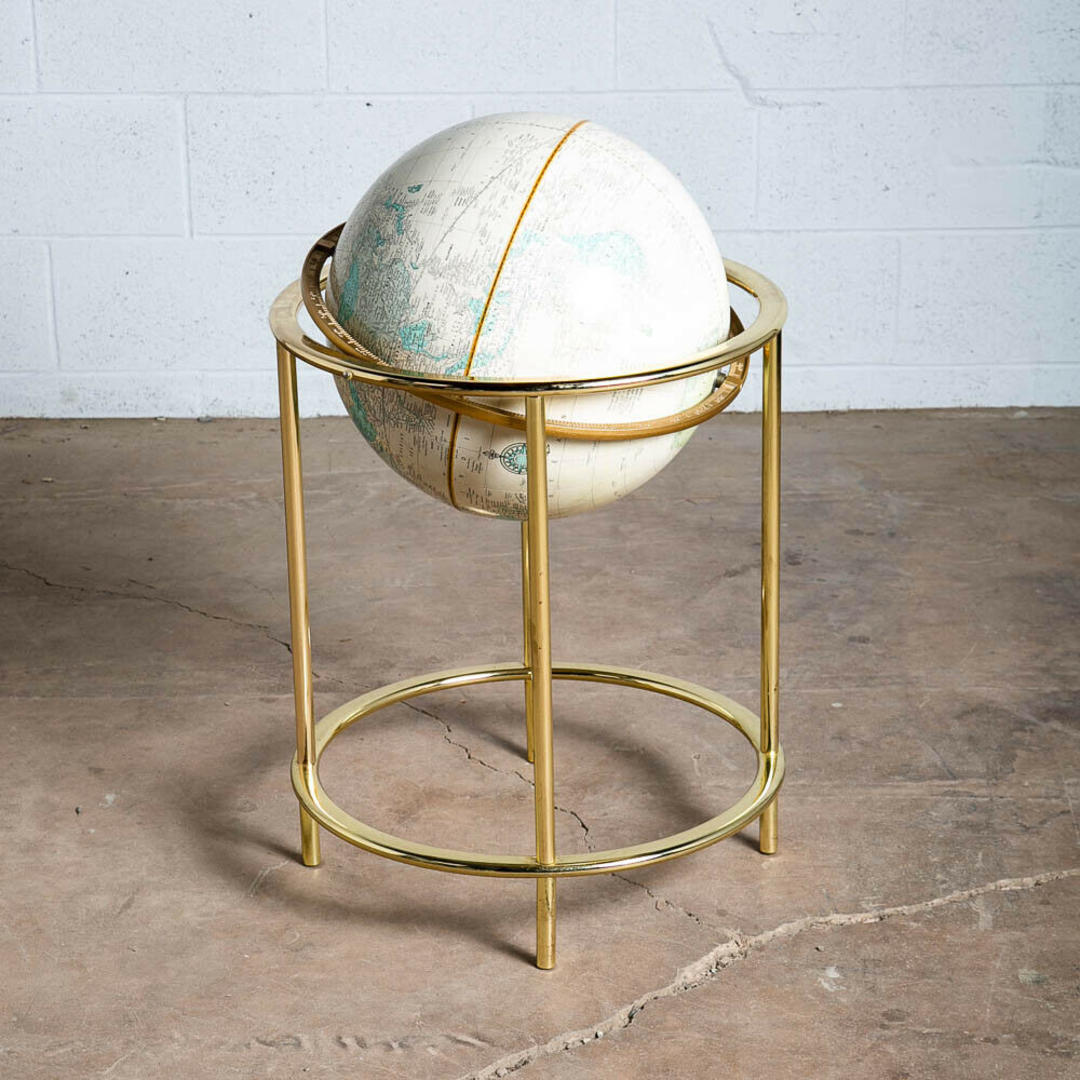 Mid Century Modern Globe Floor Brass Crams Imperial World Vintage ...
