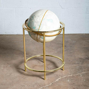Mid Century Modern Globe Floor Brass Crams Imperial World Vintage ...