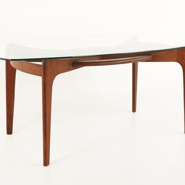 Adrian Pearsall 2179-T Mid Century Glass and Walnut Compass Dining Table - mcm 