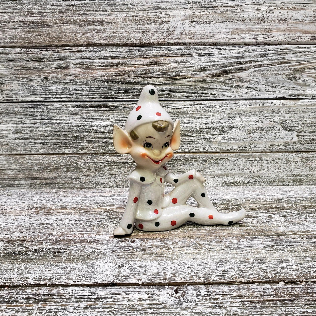 Vintage Elf Figurine, Vintage Polka Dot Elf, Mid | A GoGo Vintage ...