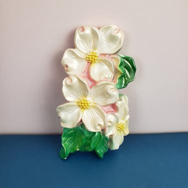 Vintage 1960's Dogwood Flower Chalkware / 70s Miller Studios Kitch Knick Knack Ceramic 