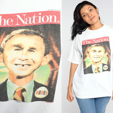 George W Bush The Nation Shirt 2000 Tshirt Tee Graphic Political Magazine Tshirt Vintage Retro T Shirt 00s Medium Large 