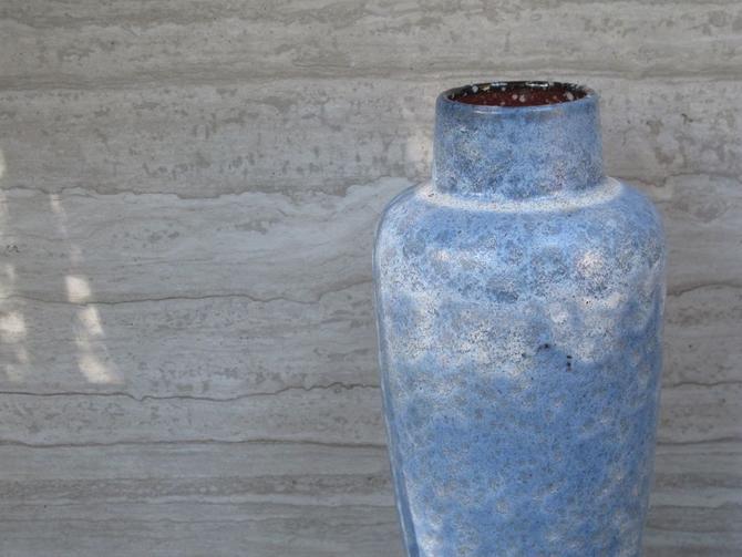 West German Pottery Vase Blue Mid Century Modern Vase Danish