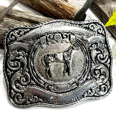 VINTAGE: Large Marcus metal  Rodeo Buckle - Hecho en Mexico - Rancher, Horse, Western, Southwest, Cowboy, Cowgirl - SKU 34-253-00005459 