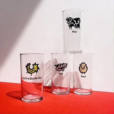 Deadstock 2000s Farm Animal Juice Glasses