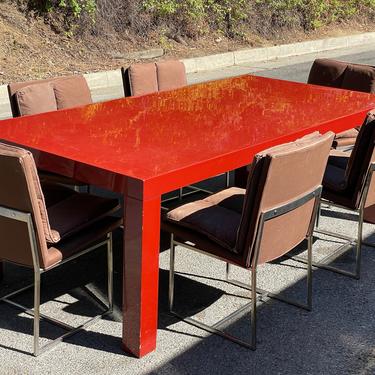 Mid-century Baughman Red Lacquer Dining Table 