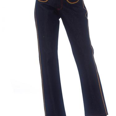 1970S PALMIERI Cotton Dark Denim  Jeans With Multicolor Topstitching 