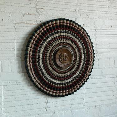 Vintage Woven Sun Wall Hanging Sculpture by Maria Kipp 