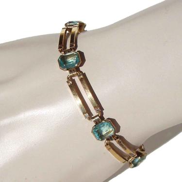 Vintage 40s Engel Brothers Art Deco Aquamarine Bracelet 