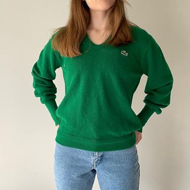 Vintage Green IZOD Lacoste V Neck Sweater Size M North Fork