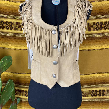 Vintage 1970s Pioneer Wear Suede Fringe Vest Women’s Size XS-Small 