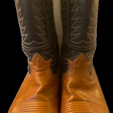 70s/80s Amazing 9.5men/11.5wmn Brown Leather Cowboy Boots. By Tony Lama