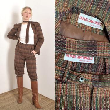 Vintage 1980s Suit / 80s Giorgio Sant'Angelo Harem Pantsuit / Brown ( small S ) 