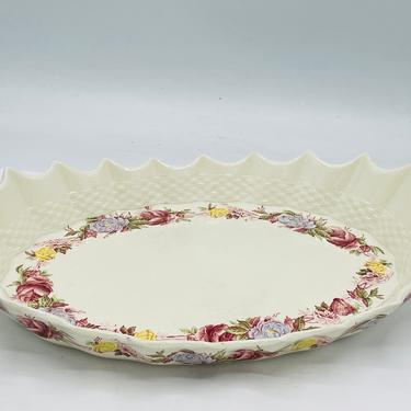 Copeland England Platter: Briar Rose pattern platter w pointed edges & basket 