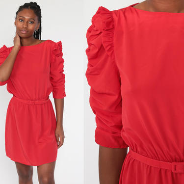 80s puff cheap sleeve dress