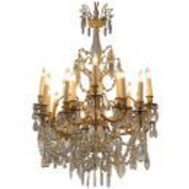 Antique French Gilt Bronze and Crystal Chandelier with 20 Lights