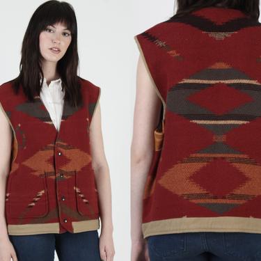 Vintage 80s Polo Ralph Lauren USA Vest Southwestern Blanket Native 