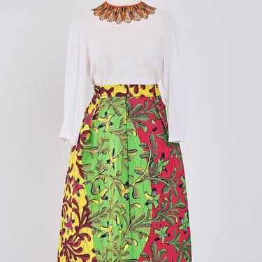 Ankara knee-length skirt with invisible pockets (Multi-color) 