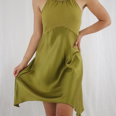 Vintage Olive Green Victoria’s Secret Silk Slip Dress - Large 