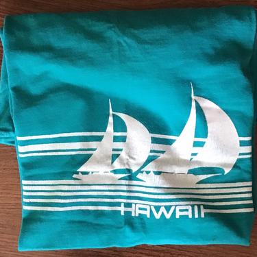1981 Crazy Shirt TM Hawaii Sailboat aqua t-shirt 