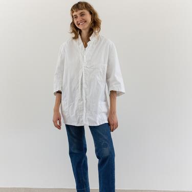Vintage White Cotton Boxy Chore Jacket Workwear | Painter Overshirt | Half Sleeve | Made in USA | M L | 