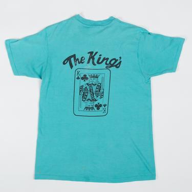 Vintage The King Of Clubs Distressed Tee - Men's Small, Women's Medium | 80s 90s Green Iowa Playing Card Logo T Shirt 