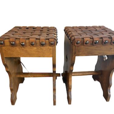 Pair of Woven Stools, France 1930&#8217;s