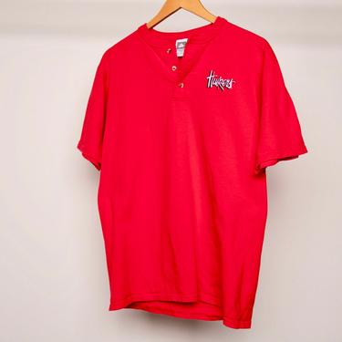 vintage NEBRASKA CORNHUSKERS 1990's college FOOTBALL henley vintage t-shirt top -- size medium 