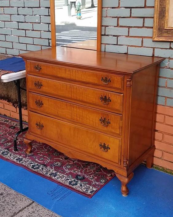 Four Drawer Tiger Maple Dresser From Mom N Pop Antiques Of