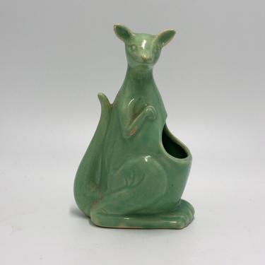 vintage kangaroo planter aqua pottery 