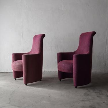 Highback Pair of Postmodern Lounge Chairs 