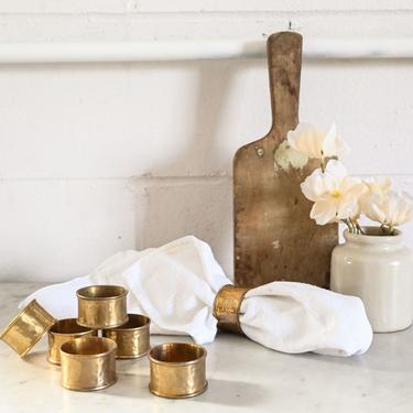 vintage french hammered brass napkin rings