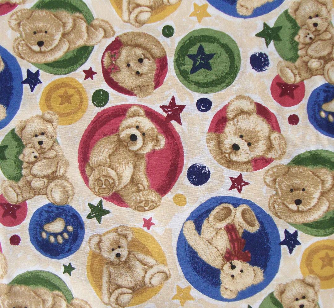 Vintage Boyds Bear Cotton Fabric Teddy Bear Print 2 Yds | Metro Retro ...