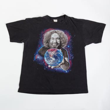 Vintage Jerry Garcia &amp;quot;The World To Give&amp;quot; T Shirt - Extra Large | 90s Rare Unisex Black Outer Space Graphic Music Tee 