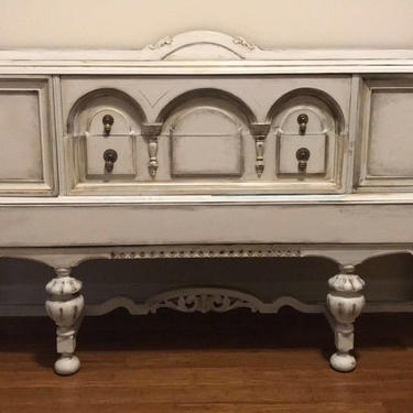 Sideboard/ Buffet 1920's Weathered White and Gray -  Farmhouse Style - French County 