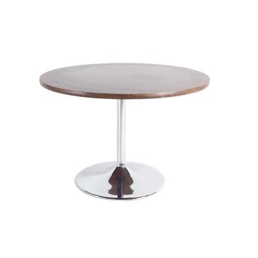 Saarinen Style Mid Century Walnut Laminate and Chrome Pedestal Dining Table - mcm 