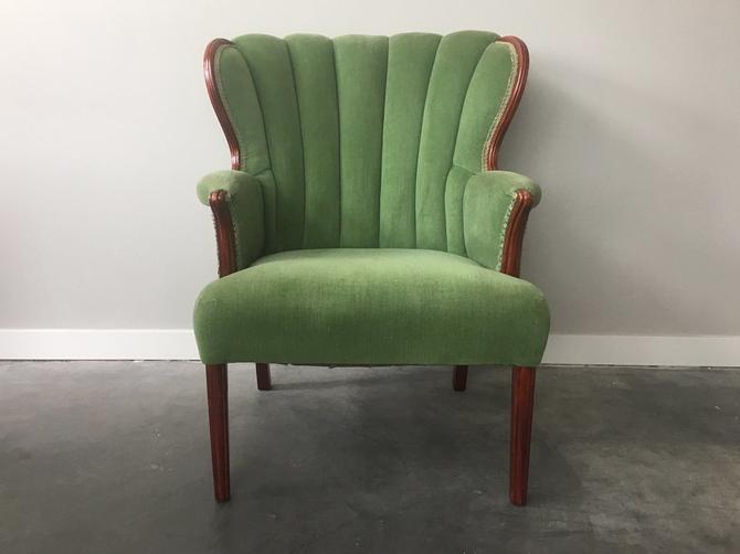 vintage vibrant grass green channel back chair. ReRunRoom