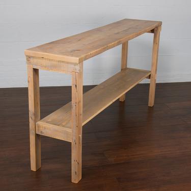 Reclaimed Rustic Pine Wood Farm Cottage Console Table. Sofa Table 