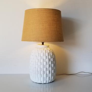 John Dickinson Style Faux - Woven Pattern Decorative Table Lamp 