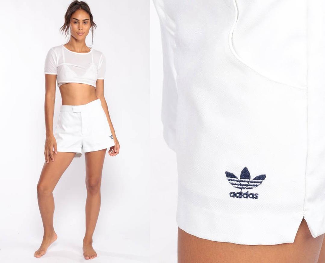 Adidas Shorts White Tennis Shorts High Waisted Retro Preppy Shorts 70
