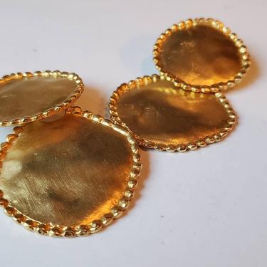 Vintage gold matte clip dangle clip earrings signed "Vo" by Les Bernard,1980's 