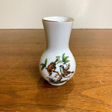 Vintage Herend China Rothschild Birds Mini Bud Vase 7102 