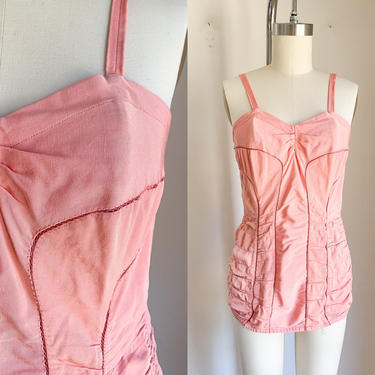 Vintage 1950s Rose Marie Reid Pink Swimsuit / XS 