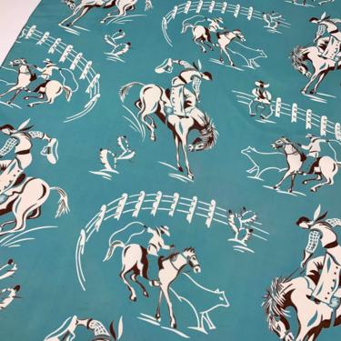 Rare &amp;gt;&amp;gt;&amp;gt; 1940'S Cowboy Scarf - Western Rodeo Scarf - Soft Cold Rayon - Rolled Hem - 29 Inches x 28 Inches 