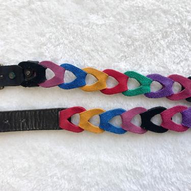 1980's Colorful Linked Suede Belt 