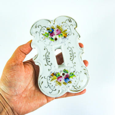 Vintage Porcelain Light Switch Cover / Victorian Floral Switch Cover Plate 
