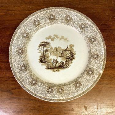 Antique 1800s James and Thomas Edwards Staffordshire Sirius Brown Transferware Dinner Plate 