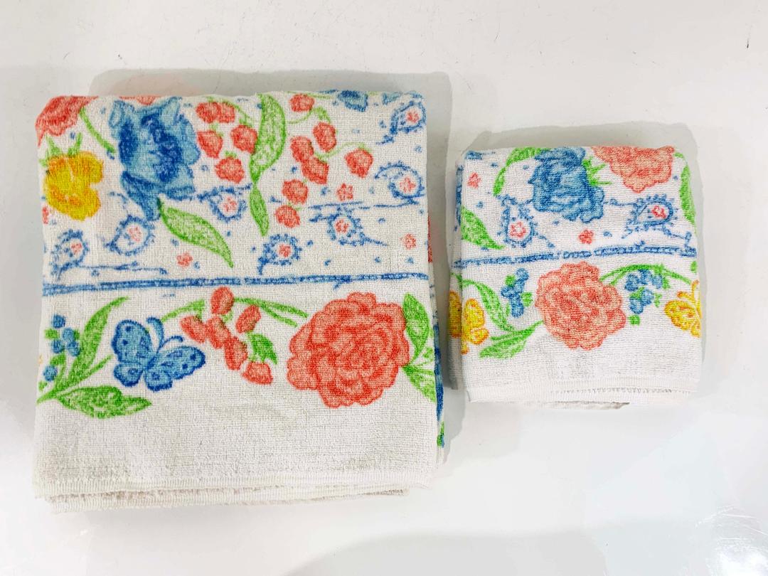 Vintage NOS Towel Set, 1970's Barth & Dreyfuss of California Mr. and on sale Mrs. Towels, Green and Blue Hand Towels, Wash Cloths, Bathroom Decor