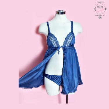 Vintage Lingerie SET Panties & Camisole Bra by Vassarette, 32 Small, Blue 1960's, 1970's 